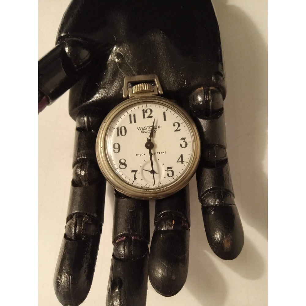 Westclox Scotty Made in USA Dollar Pocket Watch scratches on backside